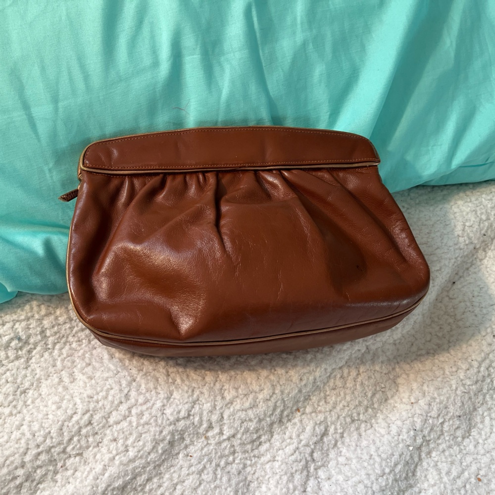 Vintage Sharif Elegant Brown Leather Clutch